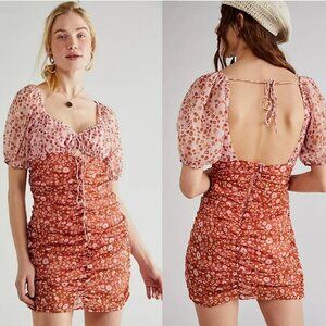 New Free People Tea Primrose Combo Floral Tessa Dress Size L